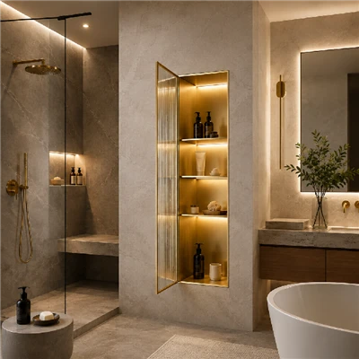 درج طاقچه دیوار حمام